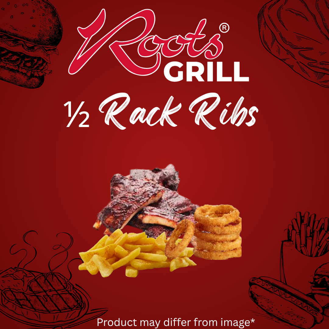 Half Rack of Ribs Chips+Onion Rings